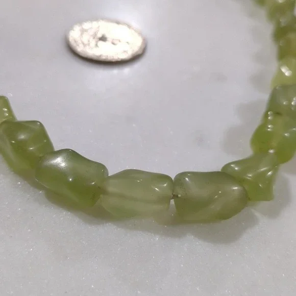 Chalcedony Green Gemstone Necklace Sterling Silver